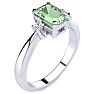 1ct Green Amethyst and Diamond Ring Crafted In Solid 14K White Gold Image-2