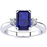 1ct Sapphire and Diamond Ring Crafted In Solid 14K White Gold Image-1