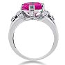 Pink Gemstones 6 Carat Oval Shape Pink Sapphire and Diamond Ring In 14K White Gold Image-3