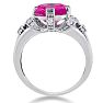 Pink Gemstones 6 Carat Oval Shape Pink Sapphire and Diamond Ring In 14K White Gold Image-3
