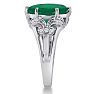 6ct Oval Emerald and Diamond Ring Crafted In Solid 14K White Gold Image-4