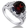 Garnet Ring: Garnet Jewelry: 6ct Oval Garnet and Diamond Ring Crafted In Solid 14K White Gold Image-2