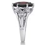 Garnet Ring: Garnet Jewelry: 6ct Oval Garnet and Diamond Ring Crafted In Solid 14K White Gold Image-4