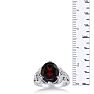 Garnet Ring: Garnet Jewelry: 6ct Oval Garnet and Diamond Ring Crafted In Solid 14K White Gold Image-5