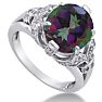 6 Carat Oval Shape Mystic Topaz Ring With Diamonds In 14 Karat White Gold Image-2
