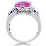 Pink Gemstones 6 Carat Oval Shape Pink Toppaz and Diamond Ring In 14K White Gold Image-3
