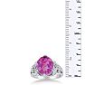 Pink Gemstones 6 Carat Oval Shape Pink Toppaz and Diamond Ring In 14K White Gold Image-5