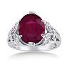 6ct Oval Ruby and Diamond Ring Crafted In Solid 14K White Gold Image-1