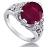 6ct Oval Ruby and Diamond Ring Crafted In Solid 14K White Gold Image-2
