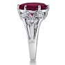 6ct Oval Ruby and Diamond Ring Crafted In Solid 14K White Gold Image-4