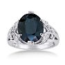 6ct Oval Sapphire and Diamond Ring Crafted In Solid 14K White Gold Image-1