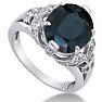 6ct Oval Sapphire and Diamond Ring Crafted In Solid 14K White Gold Image-2