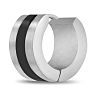 Men's 7 MM Polished Two Tone Black Stainless Steel Single Hoop Huggie Earring 
 Image-1