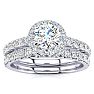 1/2 Carat Pave Halo Diamond Bridal Set in 14k White Gold Image-1