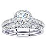 1 Carat Floating Pave Halo Diamond Bridal Set in 14k White Gold Image-1