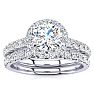 1 1/2 Carat Pave Halo Diamond Bridal Set in 14k White Gold Image-1