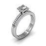 1/2 Carat Princess Cut Pave Halo Diamond Bridal Set in 14k White Gold
 Image-2