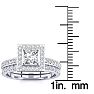 1 Carat Princess Cut Pave Halo Diamond Bridal Set in 14k White Gold
 Image-4
