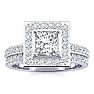 1 1/2 Carat Princess Cut Floating Pave Halo Diamond Bridal Set in 14k White Gold
 Image-1