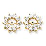 14K Yellow Gold Large Halo Sun Diamond Earring Jackets, Fits 1 1/3-1 1/2ct Stud Earrings
 Image-1