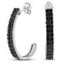 1ct Black Diamond Double Row Hoop Earrings Crafted In Solid Sterling Silver Image-1