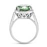 Estate Jewelry 8ct Oval Shape Green Amethyst and Diamond Ring Crafted In Solid Sterling Silver, Size 4.5 Image-3
