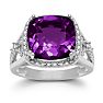 5ct Cushion Cut Halo Style Amethyst Ring Crafted In Solid Sterling Silver Image-1