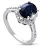2ct Oval Shape Floral Halo Sapphire and Diamond Ring Crafted In Solid Sterling Silver Image-2