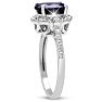 2ct Oval Shape Floral Halo Sapphire and Diamond Ring Crafted In Solid Sterling Silver Image-3