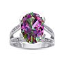 5-1/2 Carat Oval Shape Mystic Topaz Ring With Diamonds - Incredibly Beautiful! Image-1