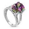 5-1/2 Carat Oval Shape Mystic Topaz Ring With Diamonds - Incredibly Beautiful! Image-2