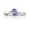 3/8ct Oval Shape Tanzanite and Diamond Ring Crafted In Solid Sterling Silver Image-1