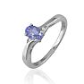 3/8ct Oval Shape Tanzanite and Diamond Ring Crafted In Solid Sterling Silver Image-2
