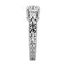 Round Engagement Rings, 1 Carat Diamond Solitaire Engagement Ring with Tapered Etched Band Crafted In 14 Karat White Gold Image-4