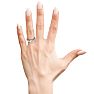 Round Engagement Rings, 1 Carat Diamond Solitaire Engagement Ring with Tapered Etched Band Crafted In 14 Karat White Gold Image-6