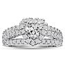 1 2/3 Carat Heart Halo Diamond Engagement Ring in 14 Karat White Gold Image-1