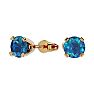 Nearly 1 Carat Blue Diamond Stud Earrings In Yellow Gold Image-1