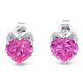 4ct Diamond Size Pink Cubic Zirconia Heart Stud Earrings, Sterling Silver Image-2
