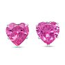 4ct Diamond Size Pink Cubic Zirconia Heart Stud Earrings, Sterling Silver Image-3
