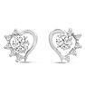 14K White Gold Heart Shape Diamond Earring Jackets, Fits 1-1 1/2ct Stud Earrings Image-2
