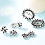 14K White Gold Floret Black Diamond Earring Jackets, Fits 1/5-1/4ct Stud Earrings Image-5