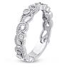 1/5 Carat Antique Floral Diamond Wedding Band Crafted In 14 Karat White Gold Image-2