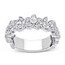 1/3 Carat Floral Diamond Wedding Band Crafted In 14 Karat White Gold Image-1