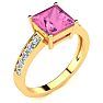 Pink Gemstones and Diamond Ring In 14 Karat Yellow Gold Image-2