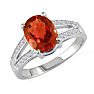 Garnet Ring: Garnet Jewelry: Split band 2ct Oval Shape Garnet and .15ct Diamond Ring 
 Image-2