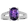 Split Band 1 1/2ct Amethyst and .15ct Diamond Ring, 14k White Gold Image-1