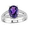 Split Band 1 1/2ct Amethyst and .15ct Diamond Ring, 14k White Gold Image-3