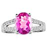 Pink Gemstones 1 1/2 Carat Pink Topaz and Diamond Ring In 14k White Gold Image-1