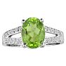 Split band  2 1/4ct Oval Peridot and Diamond Gemstone Ring. 20 diamonds totaling .20ct.  Gorgeous diamonds, fine deep color. Image-1