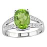 Split band  2 1/4ct Oval Peridot and Diamond Gemstone Ring. 20 diamonds totaling .20ct.  Gorgeous diamonds, fine deep color. Image-3